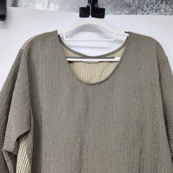 Habitat Green Checked Lagenlook Asymmetrical Seersucker Tunic Women's L - Picture 5 of 8